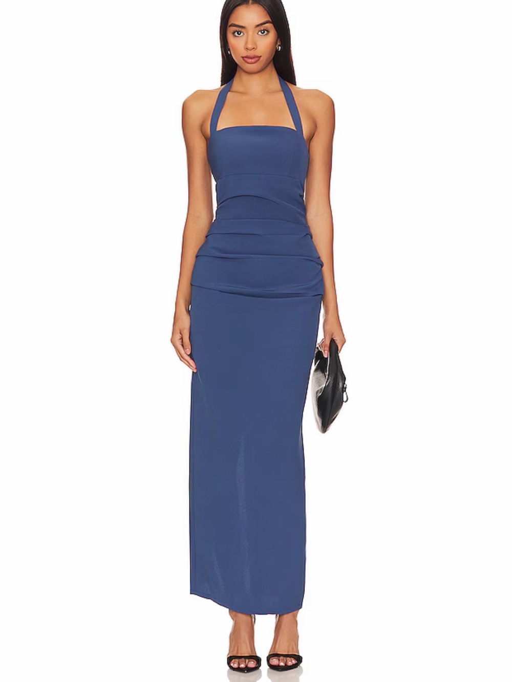 Halter Neck Blue Maxi Dress